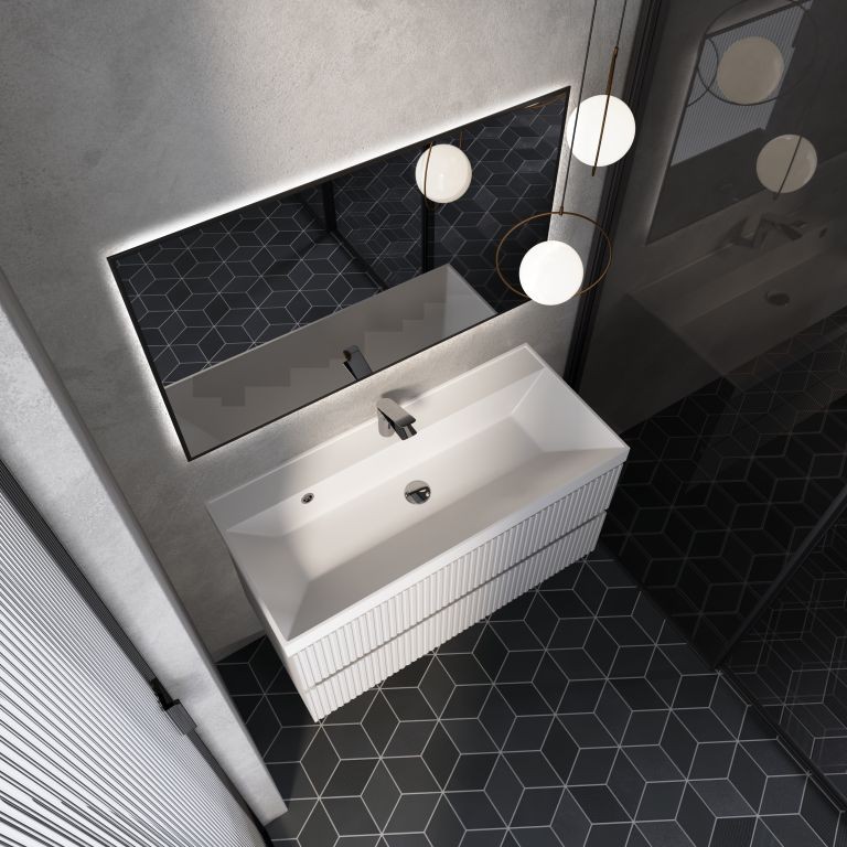 AQM900110WH "S1" тумба под умывальник подвесная 100 см., цвет белый глянец.