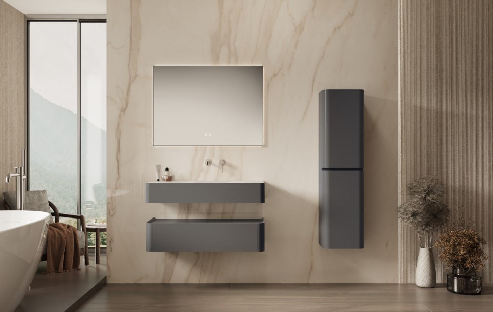 База под раковину Vincea  Caprise 1000 подвесная, 1 выкатной ящик soft close, серый матовый