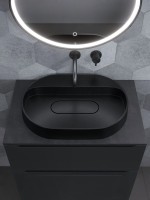 Раковина накладная овальная Uperwood Tanos Quartz 55 см, без отверстия для смесителя, черная, космос