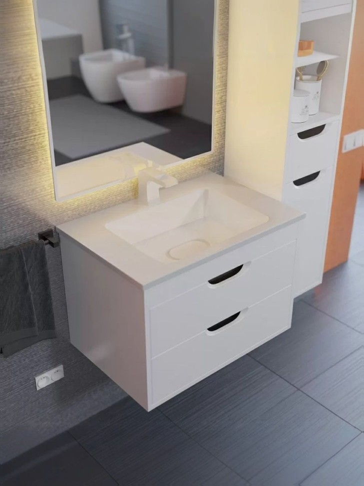 Тумба под раковину для ванной подвесная Uperwood Modul 61х44,4х55 см, белая/графит