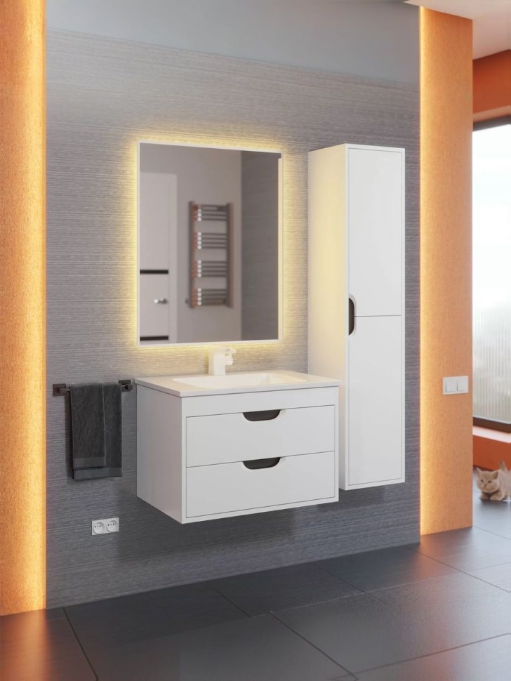 Тумба под раковину для ванной подвесная Uperwood Modul 61х44,4х55 см, белая/графит