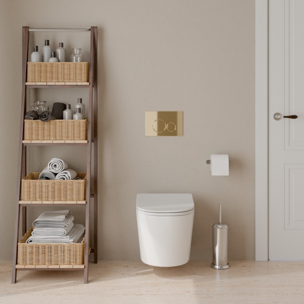 Комплект 3в1 IBERICA BLANCA инсталляция SILENCIO, унитаз BURGOS ALTO белый, кнопка смыва INOX-O золото глянцевое (IB001.BRA.231.816)