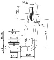 Слив-перелив для BB04/05/06/20/21/22 BB-OVF-02-CRM, хром