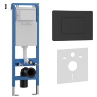 Комплект 2в1 IBERICA BLANCA инсталляция SILENCIO MINI, кнопка смыва INOX-C черный матовый (IB.001M.112)