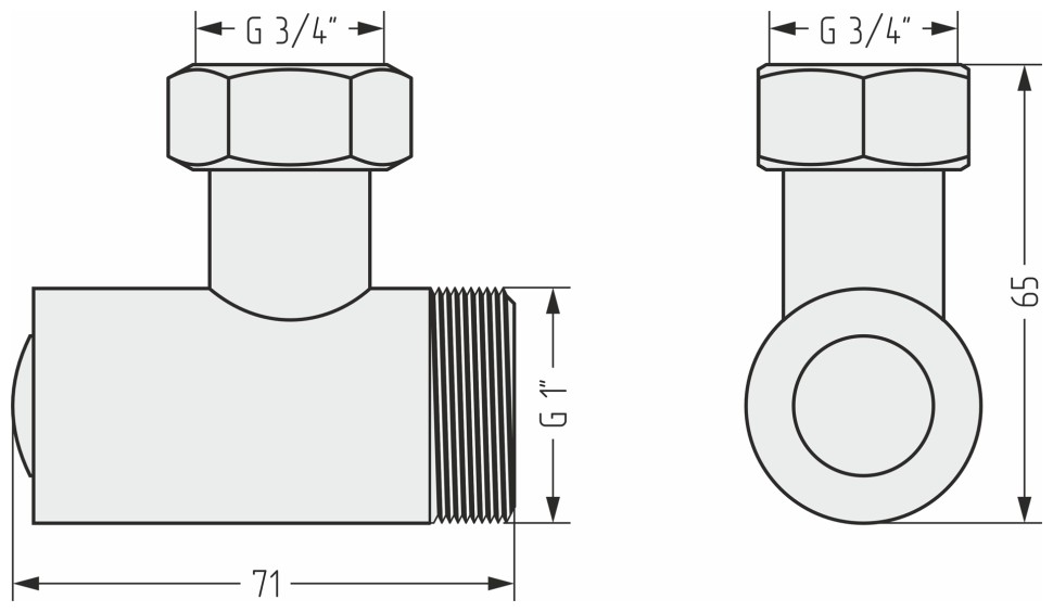 Уголок со спускным клапаном переходной (G 1" НР х G 3/4" НГ)