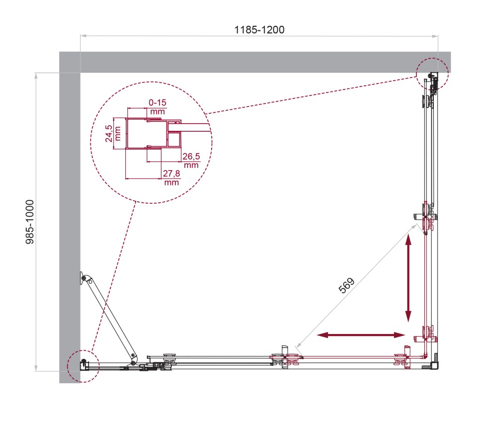 Душевой уголок BelBagno LUCE-AH-21-120/100-C-Cr