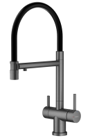 Смеситель Splenka для кухни со съемным гибким изливом, с магнитным фиксатором излива, с подключением фильтра питьевой воды S70.63.09 Графит