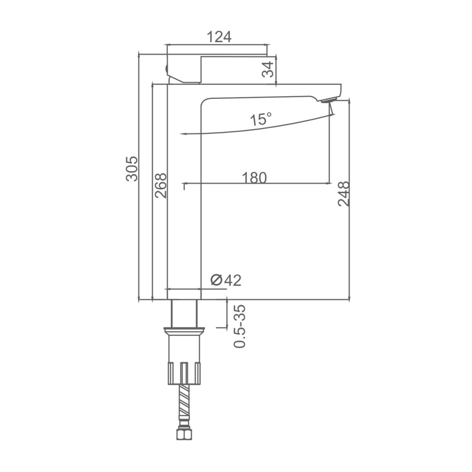 Смеситель Splenka высокий для умывальника S221.15.09 Графит