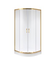 Душевое ограждение Niagara Nova NG-6406-08GOLD (90х90х195) четверть круга,золото,двери раздвижные,стекло прозрачное,1 место