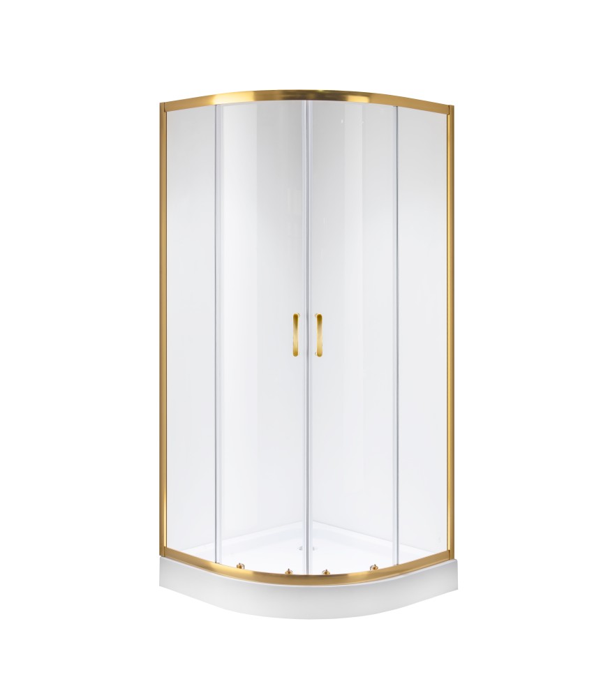 Душевое ограждение Niagara Nova NG-6406-08GOLD (90х90х195) четверть круга,золото,двери раздвижные,стекло прозрачное,1 место