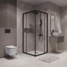 Душевое ограждение Niagara Nova NG-6835-34ВLACK (100х100х195) квадрат,черный матовый,двери раздвижные,стекло прозрачное,1 место