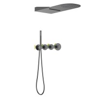 Душевая система встроенная с термостатом Timo Saona SX-2350/18SM черное золото