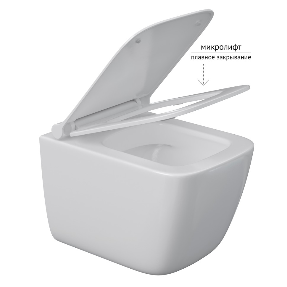 Унитаз BERGES подвесной QUATTRO S 49 см, сиденье дюропласт Quattro Strati Slim SO, микролифт, быстросъём