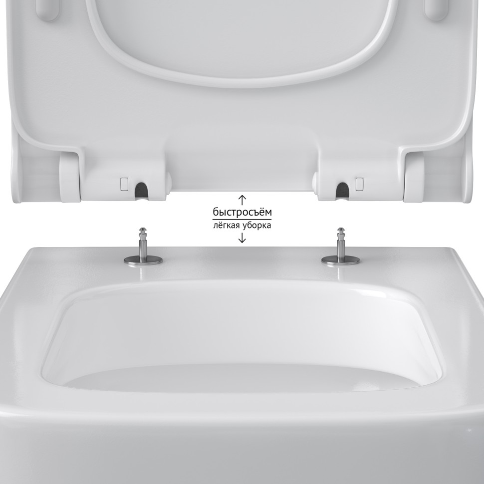 Унитаз BERGES подвесной QUATTRO S 49 см, сиденье дюропласт Quattro Strati Slim SO, микролифт, быстросъём