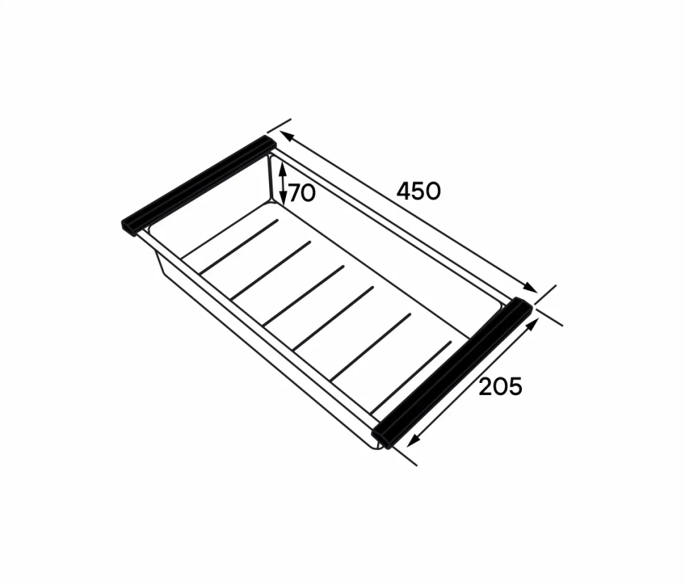 Коландер ADVANCE, A450-GM, вороненая сталь, 205х450мм, Paulmark
