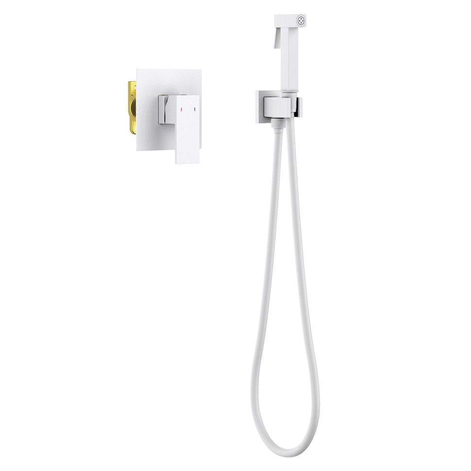 Смеситель встроенный с гигиеническим душем Timo Selene 2089/16SM белый матовый