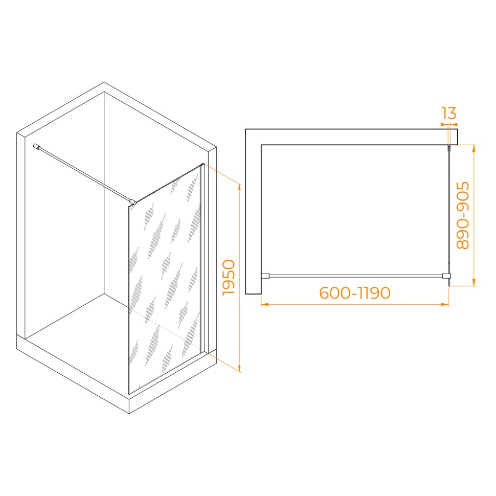 Душевая перегородка RGW WA-010G (Прозрачное, 900)