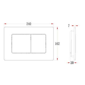 Кнопка смыва Veconi FLUSH V9, FLV9-B, 237х159х6, нержавеющая сталь, черный матовый