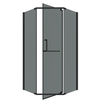 Душевое ограждение Grossman Pragma 302.K33.03.9090.21.10 (90х90х195) трапеция,распашная,черный матовый,стекло тонированное, 1 место