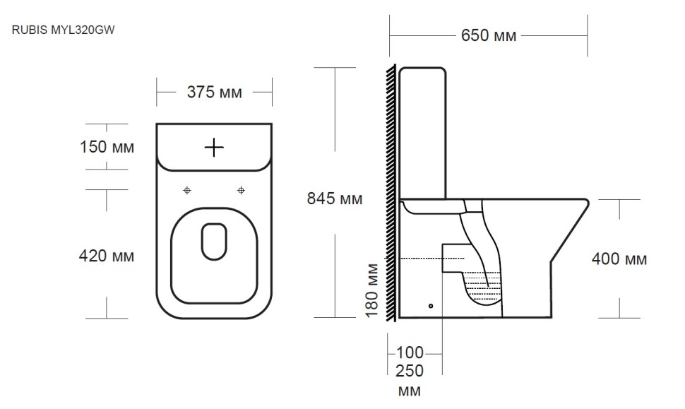 Унитаз-компакт MILLEAU Rubis MYL320GW с микролифтом (белый глянец)