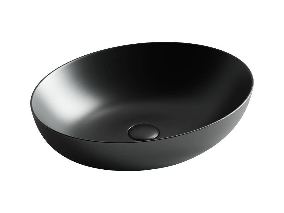 Умывальник чаша накладная овальная (цвет Черный Матовый) Element 520x395x130мм