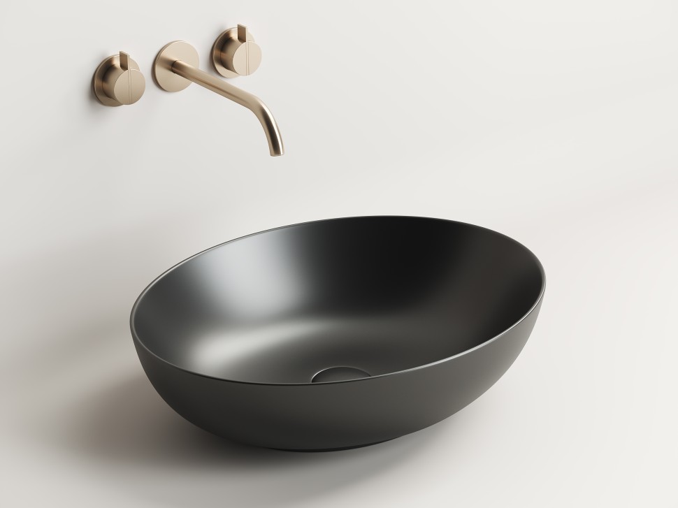 Умывальник чаша накладная овальная (цвет Черный Матовый) Element 520x395x130мм