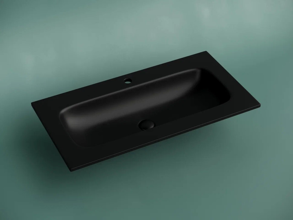 Раковина накладная мебельная CERAMICANOVA Grace прямоугольная 910x457x137 с отверстием под смеситель цвет черный матовый CN7019MB