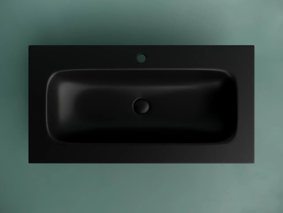 Раковина накладная мебельная CERAMICANOVA Grace прямоугольная 910x457x137 с отверстием под смеситель цвет черный матовый CN7019MB