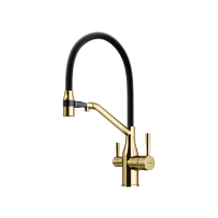 Смеситель для кухни SANCOS Orta с возможностью подключения фильтра для воды, цвет брашированное золото, PVD покрытие, арт. SC4008BG