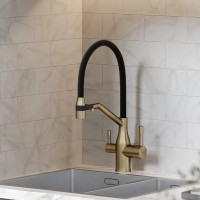 Смеситель для кухни SANCOS Orta с возможностью подключения фильтра для воды, цвет брашированное золото, PVD покрытие, арт. SC4008BG
