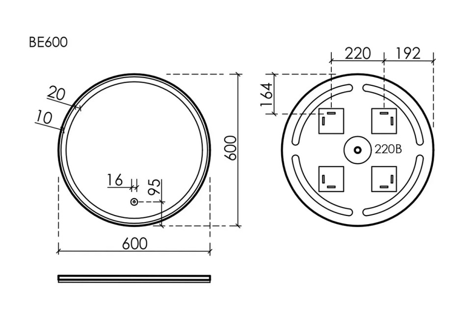 Зеркало для ванной комнаты SANCOS Bella D600 c подсветкой, арт. BE600