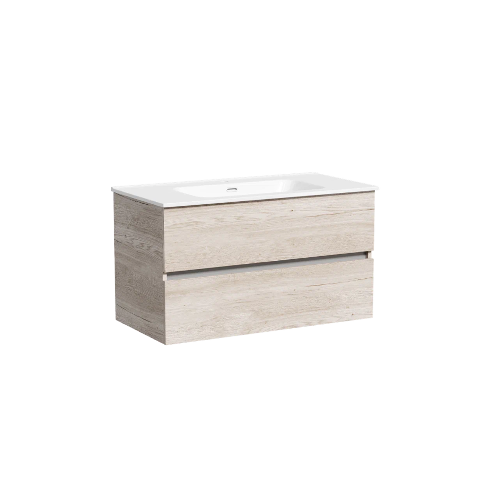 Тумба подвесная SANCOS Urban 890х450х550, c двумя ящиками оснащенными доводчиками, дуб галифакс натуральный , арт. UR90EG