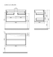 Тумба подвесная SANCOS Marmi 2.0 890х445х520 с двумя ящиками оснащенными доводчиками скрытого монтажа, дуб галифакс натуральный, арт. MR2.090EG