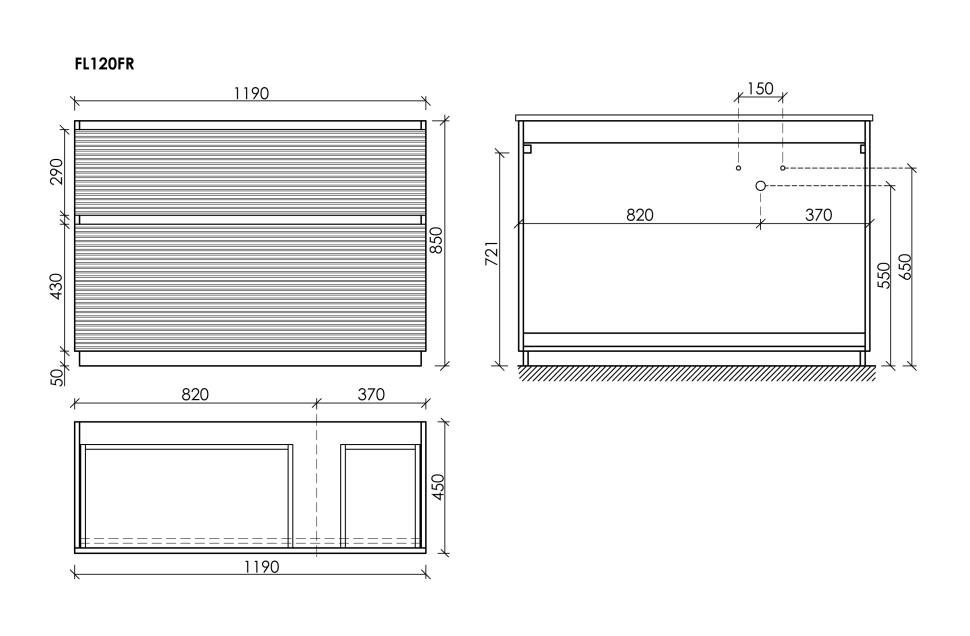 Тумба напольная SANCOS Folk Floor правая 1190х445х850, c двумя ящиками оснащенными доводчиками, Grey soft, арт.FL120FRGS