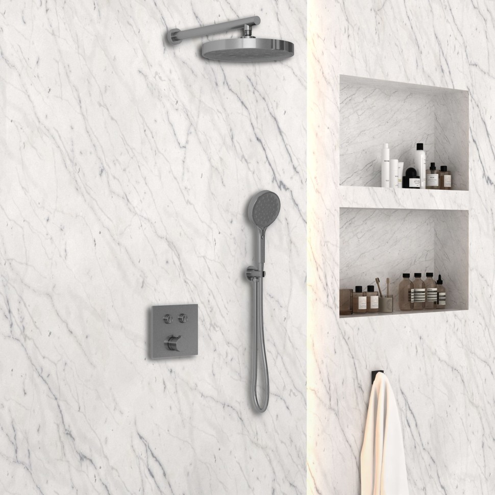 Душевой комплект VSFW-4I212GM встраиваемый, двухрежимный, вороненая сталь
