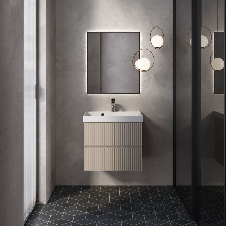 AQM900160BG "S1" тумба под умывальник подвесная 60 см., цвет бежевый.