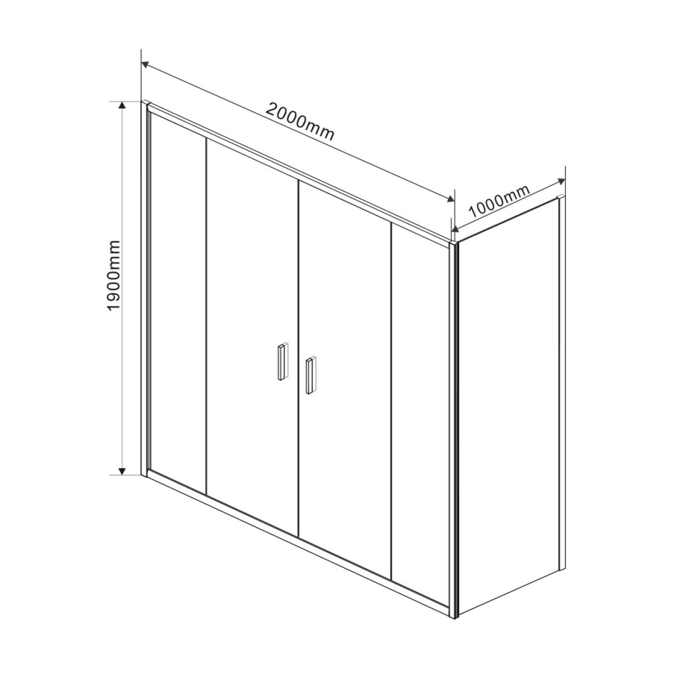 Душевой уголок Garda VSR-1G21020CL, 2000*1000, хром, стекло прозрачное