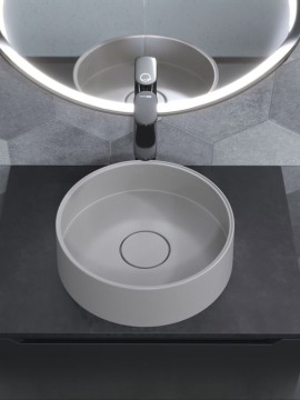 Раковина для ванной накладная кварцевая Uperwood Tanos Quartz 35 см, круглая, жасмин