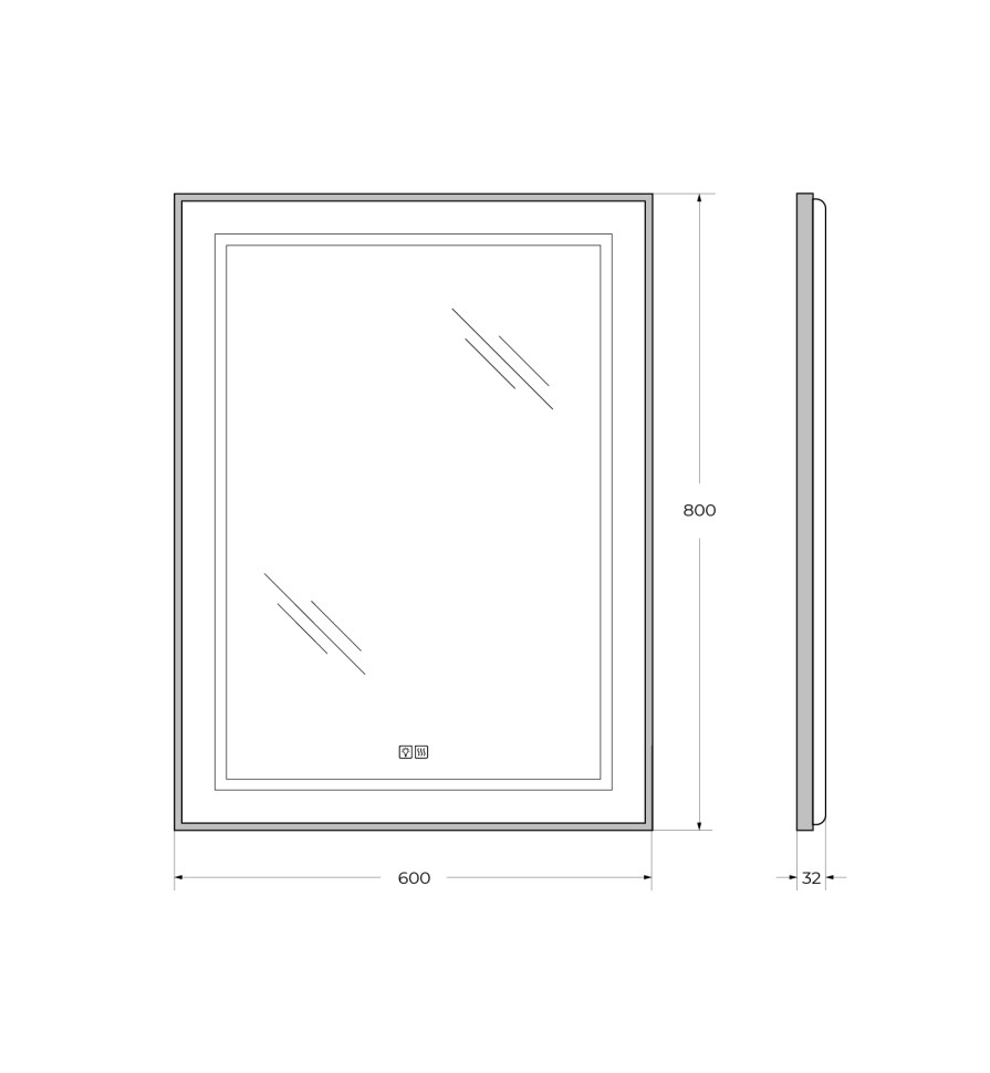 Зеркало BelBagno SPC-KRAFT-600-800-LED-TCH-WARM-NERO