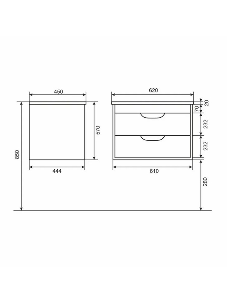 Тумба под раковину для ванной подвесная Uperwood Modul 61х44,4х55 см, чернаяатовая