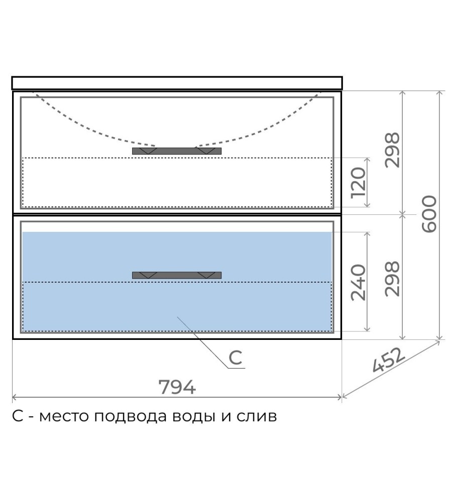 Тумба под раковину Uperwood Foster 80 см, серый графит