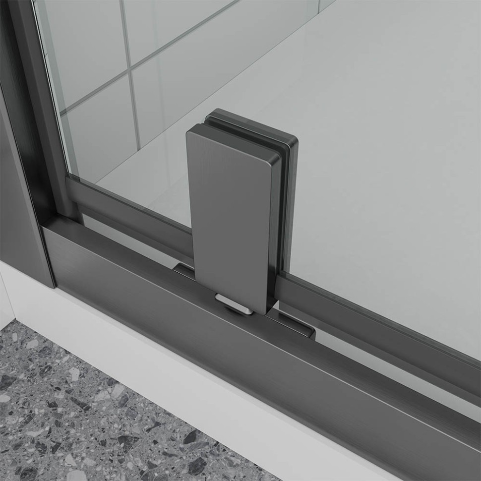 Душевая дверь Veconi Ottimo P30 GR, 800x1900, графит брашинг, стекло прозрачное