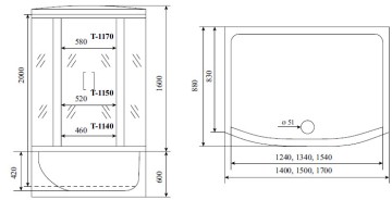 Timo Standart T-1150 душевая кабина 150*88*220, турецкая баня хамам