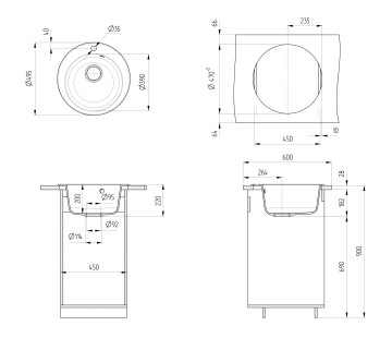 Кухонная мойка из искусственного камня Uperwood Симпл (Simple) UPD-304-308, черная