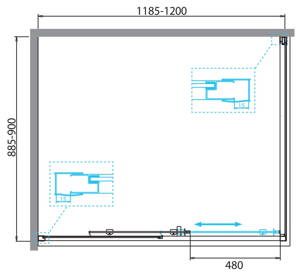 Душевой уголок BelBagno DUE-AH-1-120/90-C-CR