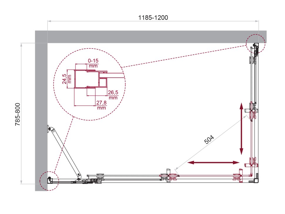 Душевой уголок BelBagno LUCE-AH-21-120/80-C-Cr