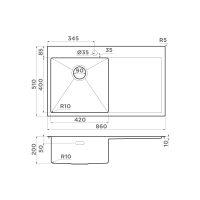 Кухонная мойка Omoikiri Akisame 86-L-IN нерж. сталь/нержавеющая сталь