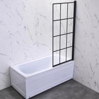 Шторка на ванну Veconi Palau PL-77R, 800x1500, черный, стекло прозрачное