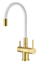 Смеситель Splenka для кухни с гибким изливом с подключением к фильтру питьевой воды S70.64.03 Золотой сатин