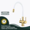 Смеситель Splenka для кухни с гибким изливом с подключением к фильтру питьевой воды S70.64.03 Золотой сатин